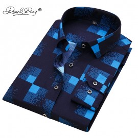 DAVYDAISY 2018 New Arrival 100% Polyester Mens Shirt Fashion Men Print Long Sleeved Shirt Male Slim Fit Brand Clothing DS217