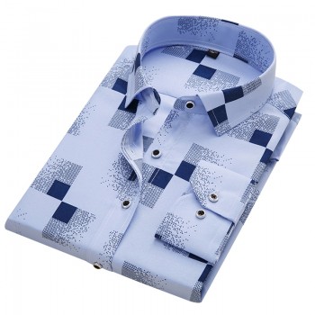 DAVYDAISY 2018 New Arrival 100% Polyester Mens Shirt Fashion Men Print Long Sleeved Shirt Male Slim Fit Brand Clothing DS217