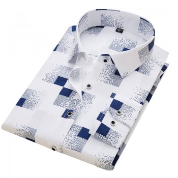 DAVYDAISY 2018 New Arrival 100% Polyester Mens Shirt Fashion Men Print Long Sleeved Shirt Male Slim Fit Brand Clothing DS217