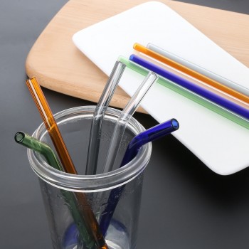 4PCS Reusable Pyrex Glass Drinking Straw Pipette Brush Wedding Healthy Glass Straw Eco-friendly Household Straight Bend