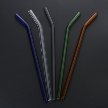 4PCS Reusable Pyrex Glass Drinking Straw Pipette Brush Wedding Healthy Glass Straw Eco-friendly Household Straight Bend