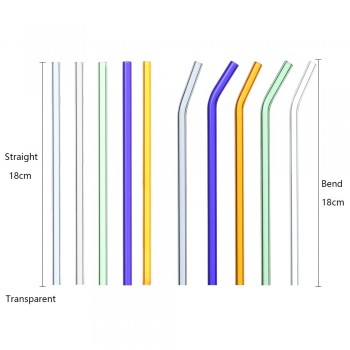 4PCS Reusable Pyrex Glass Drinking Straw Pipette Brush Wedding Healthy Glass Straw Eco-friendly Household Straight Bend