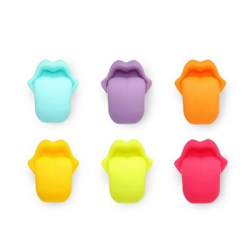 Fun Tongue Party Dedicated Suction Cup Wine Glass 6 pcs  Silicone Label Rubber Wine Glasses Recognizer Marker Wine Accessories