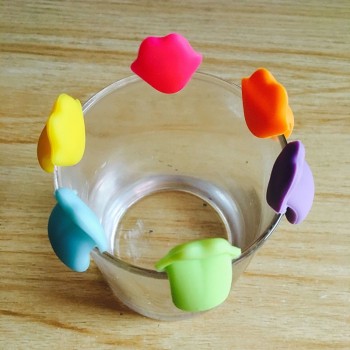 Fun Tongue Party Dedicated Suction Cup Wine Glass 6 pcs  Silicone Label Rubber Wine Glasses Recognizer Marker Wine Accessories