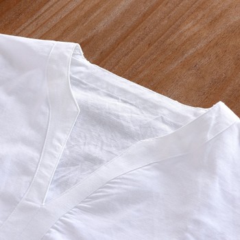 New 2018 linen shirt men casual cotton Breathable white soft three quarter shirts man camisa masculina Plus size 4XL/5XL TX55
