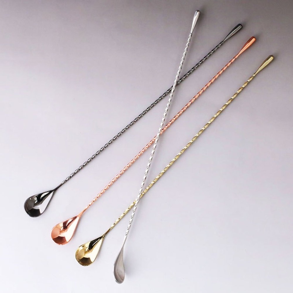 Water Drop Bar Spoon Stainless Steel Fine Thread Bar Spoon Cocktail Stirring Bartender Teardrop Bar Mixing