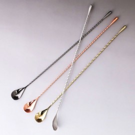 Water Drop Bar Spoon Stainless Steel Fine Thread Bar Spoon Cocktail Stirring Bartender Teardrop Bar Mixing