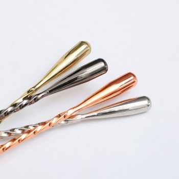 Water Drop Bar Spoon Stainless Steel Fine Thread Bar Spoon Cocktail Stirring Bartender Teardrop Bar Mixing