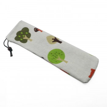 JANKNG 1-Pcs Metal Straw Bags Mutil-Color Resuable Straw Linen Storage Bag Pouch Chopsticks Spoon Tableware Bag Clean Brush
