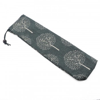 JANKNG 1-Pcs Metal Straw Bags Mutil-Color Resuable Straw Linen Storage Bag Pouch Chopsticks Spoon Tableware Bag Clean Brush