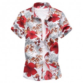 Mens Hawaiian Shirt Male Casual camisa masculina Printed Beach Shirts Short Sleeve brand clothing Free Shipping Plue Size 7XL