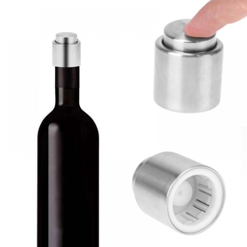 Bottle Stopper Stainless Steel Red Wine Stopper Vacuum Sealed Wine Bottle Stopper Cap Champagne Sealer Bar Kitchen Tools