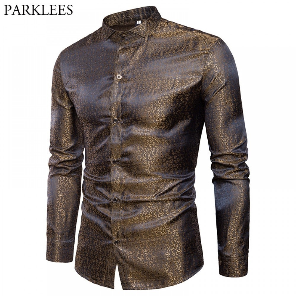 Mens Silk Satin Dress Shirt 2018 Fashion Swallow Collar Long Sleeve Shirt Men Nightclub Party Wedding Casual Shirt Chemise Homme