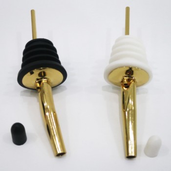 CHANOVEL 2pcs HOT Stainless steel Rose Gold wine Olive Oil Pourer Dispenser Spout Glass Bottle Pourer Black HQ