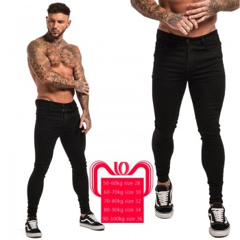 Gingtto Mens Skinny Jeans Black Distressed Denim Stretch Jeans Men Hombre Slim Fit Fashion Elastic Waist Dropshipping zm01