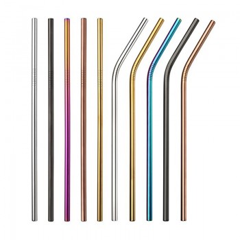 4Pcs/Set Stainless Steel Straw With Cleaner Brush Reusable Metal Drinking Straws Food Grade 6*215MM Straw Random Color Straw Box