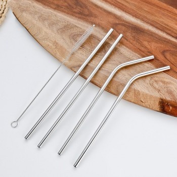 4Pcs/Set Stainless Steel Straw With Cleaner Brush Reusable Metal Drinking Straws Food Grade 6*215MM Straw Random Color Straw Box