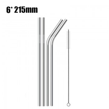 4Pcs/Set Stainless Steel Straw With Cleaner Brush Reusable Metal Drinking Straws Food Grade 6*215MM Straw Random Color Straw Box