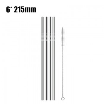 4Pcs/Set Stainless Steel Straw With Cleaner Brush Reusable Metal Drinking Straws Food Grade 6*215MM Straw Random Color Straw Box
