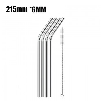 4Pcs/Set Stainless Steel Straw With Cleaner Brush Reusable Metal Drinking Straws Food Grade 6*215MM Straw Random Color Straw Box