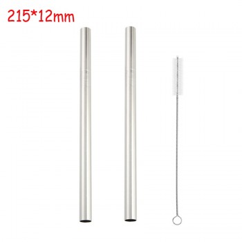 Reusable  Wide Metal Drinking Straws 304 Stainless Steel Sturdy Straight Drinks Straw with Cleaning Brush Bar Party Accessory
