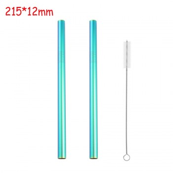Reusable  Wide Metal Drinking Straws 304 Stainless Steel Sturdy Straight Drinks Straw with Cleaning Brush Bar Party Accessory