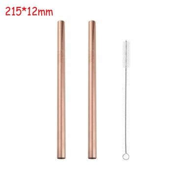 Reusable  Wide Metal Drinking Straws 304 Stainless Steel Sturdy Straight Drinks Straw with Cleaning Brush Bar Party Accessory
