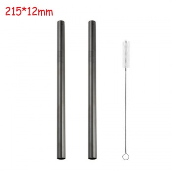 Reusable  Wide Metal Drinking Straws 304 Stainless Steel Sturdy Straight Drinks Straw with Cleaning Brush Bar Party Accessory