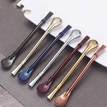 Doatry Creative Stainless Steel Hot Drinking Straw Filter Handmade Yerba Mate Tea Bombilla Gourd Washable Practiacl Tea Tool