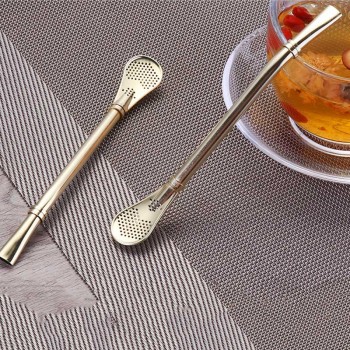 Doatry Creative Stainless Steel Hot Drinking Straw Filter Handmade Yerba Mate Tea Bombilla Gourd Washable Practiacl Tea Tool