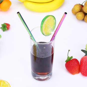 Colorful Metal Straws Reusable Straws Stainless Steel Drinking Straw with Cleaner Brushes for Party Drinkware