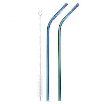 Colorful Metal Straws Reusable Straws Stainless Steel Drinking Straw with Cleaner Brushes for Party Drinkware