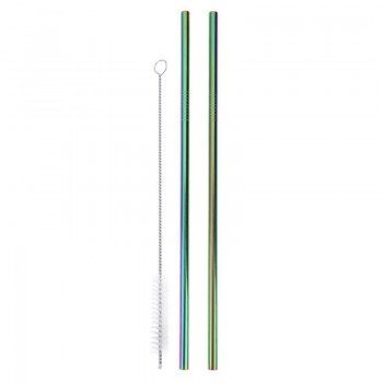 Colorful Metal Straws Reusable Straws Stainless Steel Drinking Straw with Cleaner Brushes for Party Drinkware