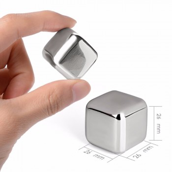 4/6/8 PCS Stainless Steel 304 Whisky Stones Ice Cubes in Package, Whiskey Cooler Rocks,Ice stone islande With Plastic Box