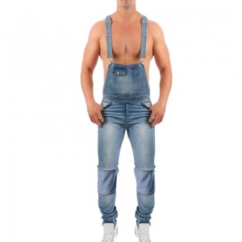 MoneRffi Mens Ripped Jeans Jumpsuits Spring Autumn Skinny Distressed Denim Bib Overalls Male Suspender Pant Streetwear Plus Size