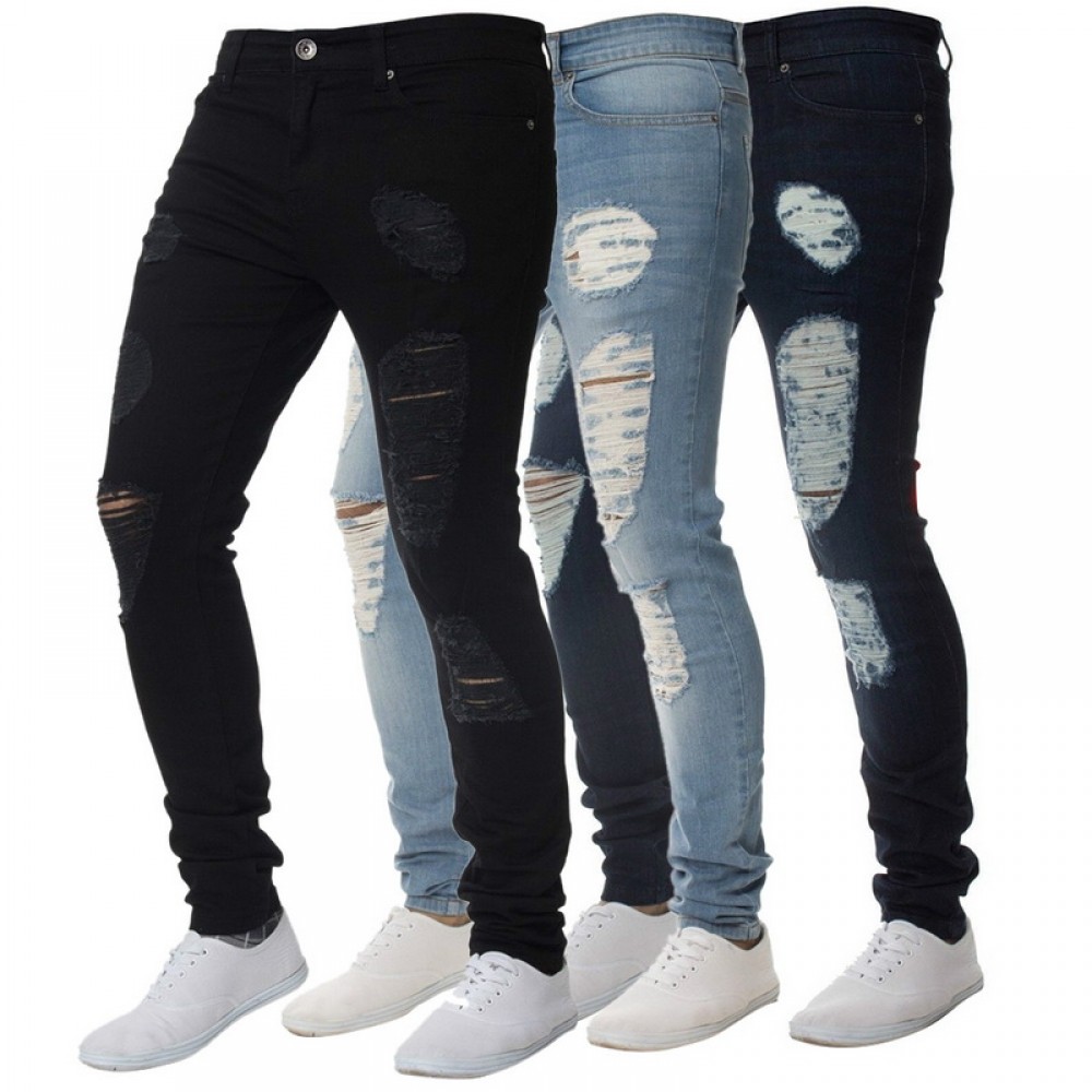WENYUJH Cotton Jean Mens Pants Vintage Hole Cool Trousers Guys 2019 Summer Europe America Style Plus Size 4XL Ripped Jeans Men