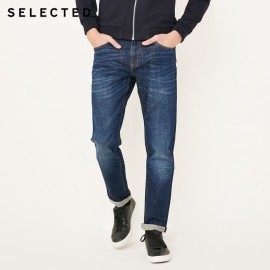 SELECTED Mens Autumn amp; Winter Cotton-blend Slight Stretch Straight Fit Jeans C|418132522