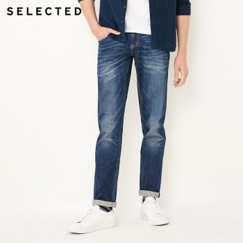 SELECTED Mens Autumn amp; Winter Cotton-blend Slight Stretch Straight Fit Jeans C|418132522