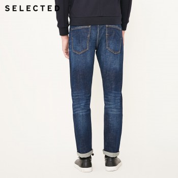 SELECTED Mens Autumn amp; Winter Cotton-blend Slight Stretch Straight Fit Jeans C|418132522