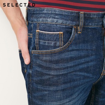 SELECTED Mens Autumn amp; Winter Cotton-blend Slight Stretch Straight Fit Jeans C|418132522