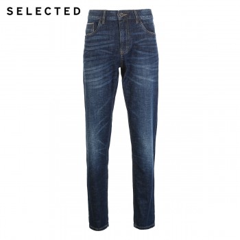 SELECTED Mens Autumn amp; Winter Cotton-blend Slight Stretch Straight Fit Jeans C|418132522