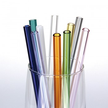BalleenShiny Glass Straight 20cm Drinking Straws Colorful Resuable Suckers Beverage Store Bar Accessories Juice Milktea Tools