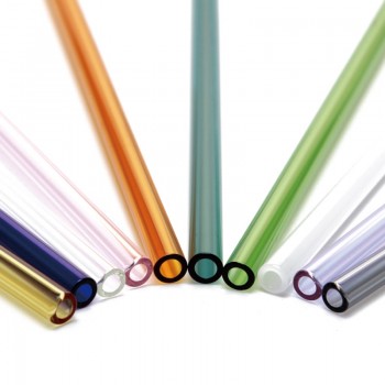 BalleenShiny Glass Straight 20cm Drinking Straws Colorful Resuable Suckers Beverage Store Bar Accessories Juice Milktea Tools