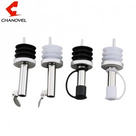 CHANOVEL 2 pcs Stainless Steel Liquor Bottle Pour Pourer Cap Wine Spout Dispenser with Covers for Bars KTV Hotel Birtyday Party