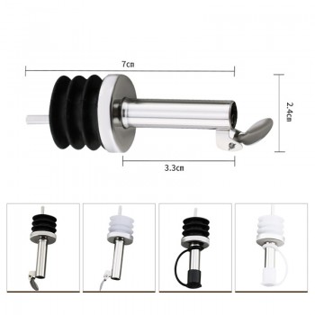 CHANOVEL 2 pcs Stainless Steel Liquor Bottle Pour Pourer Cap Wine Spout Dispenser with Covers for Bars KTV Hotel Birtyday Party