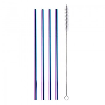 Anpro Stainless Steel Straw Ultra Long Bent Straight Drinking Metal Straw with Bag Cleaning Brush for Drinking Tea Coffee
