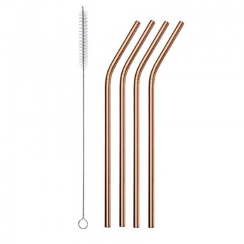 Anpro Stainless Steel Straw Ultra Long Bent Straight Drinking Metal Straw with Bag Cleaning Brush for Drinking Tea Coffee