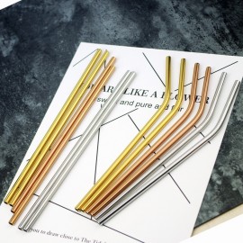 50pcs/lot Stainless Steel Straws Reusable Bent Straight Metal Drinking Straws For 20oz 30oz Tumbler Home Party Bar Accessories