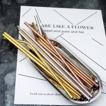 50pcs/lot Stainless Steel Straws Reusable Bent Straight Metal Drinking Straws For 20oz 30oz Tumbler Home Party Bar Accessories