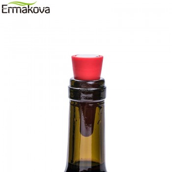 ERMAKOVA Set of 2 Silicone Wine Stopper Reusable Wine Bottle Sealer Beverage Bottle Stopper Cork Bottle Plug with Grip Top